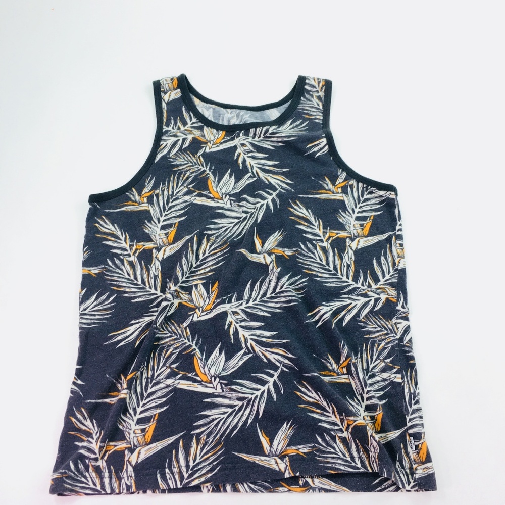 Men's Grey Fern Themed Tank Top Sz S  K336